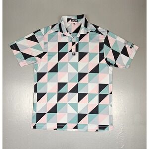 Bad‎ Birdie Polo Shirt Mens XL Geometric Print Big Horn Golf Club Performance